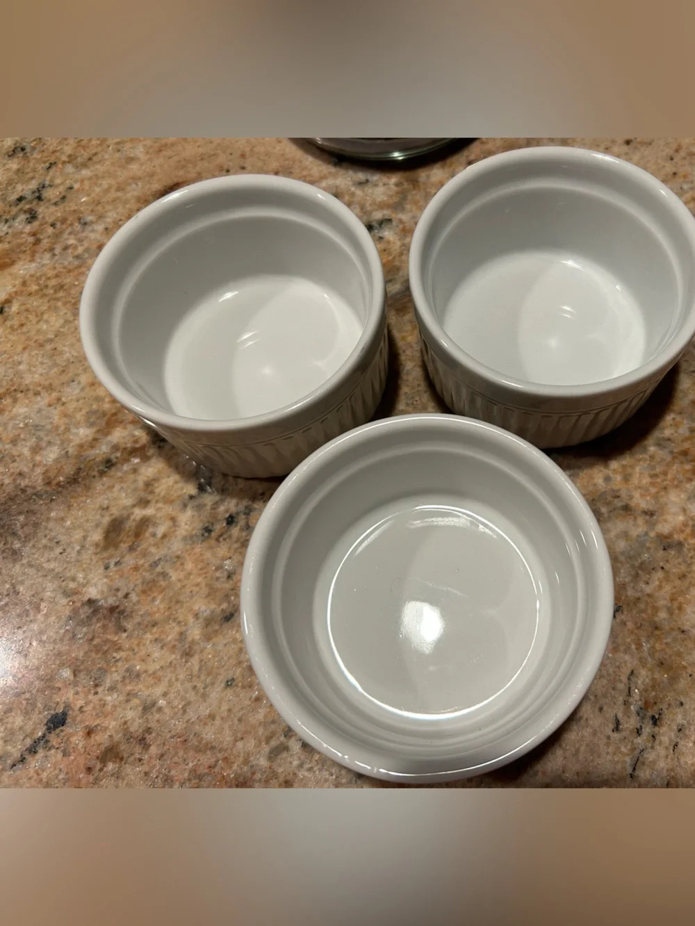HIC White Fine China Porcelain Ramekin Set of 3 w/Classic Fluted Design 6 oz